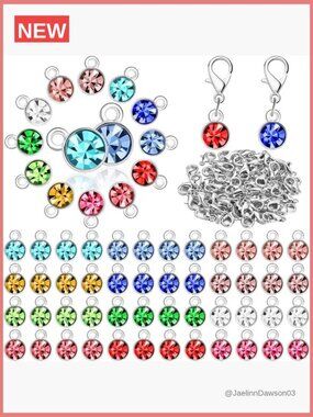 120 Birthstone Charms for Jewelry Making DIY Crystal Beads Bracelet Earrings